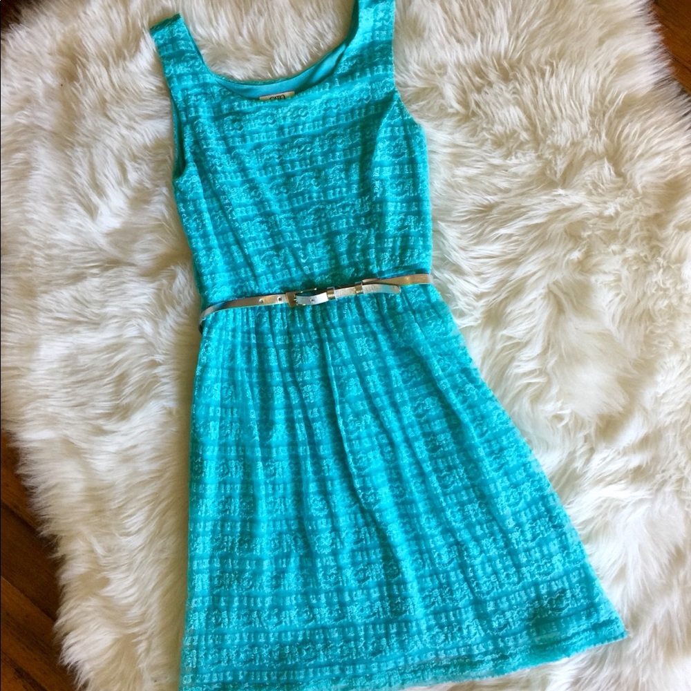 Turquoise lace dress
